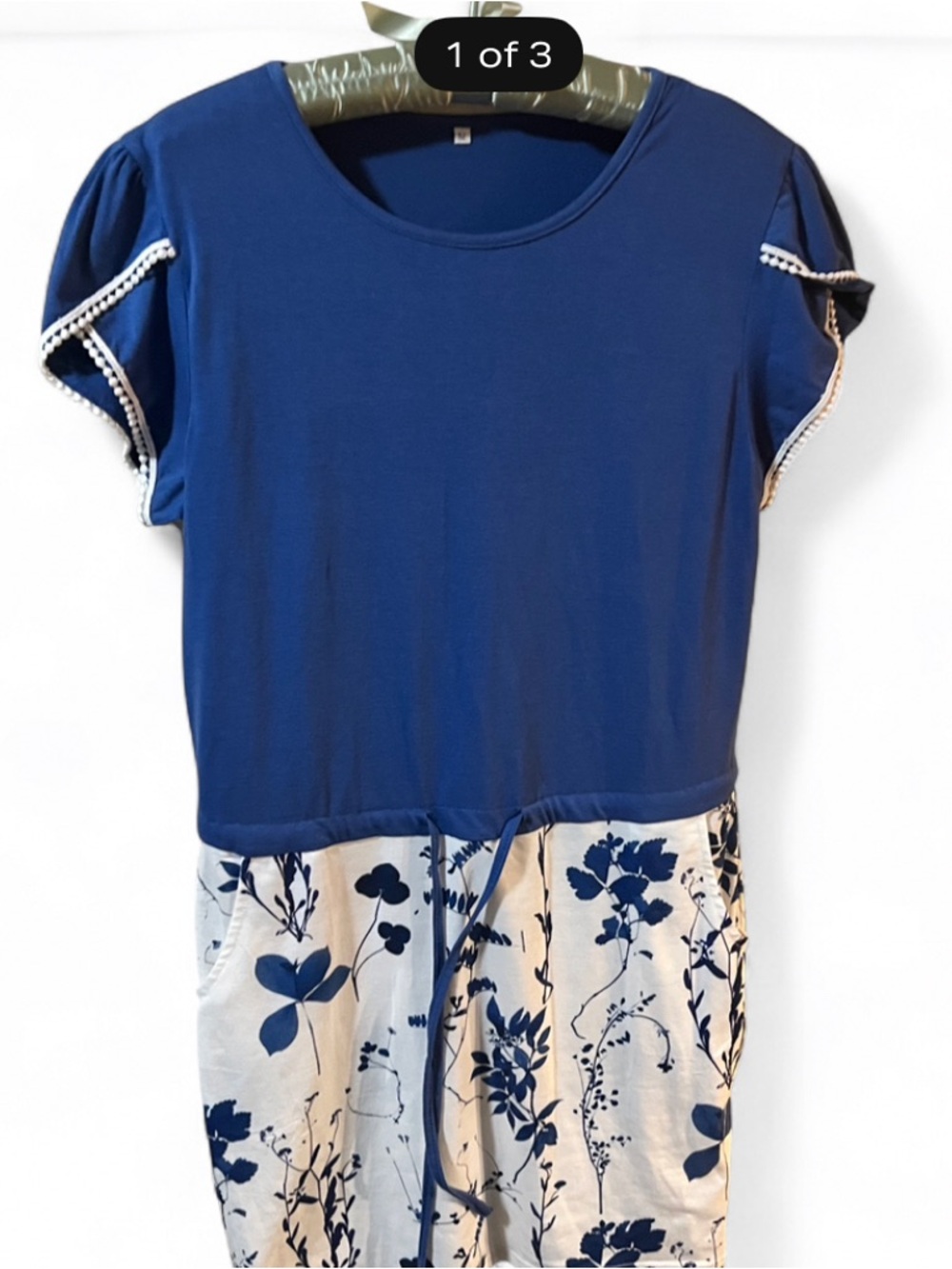 Navy Top & Floral Skirt Drawstring Dress
Medium